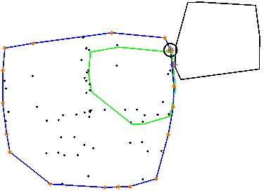 Упрощенная иллюстрация алгоритма Гилберта-Джонсона-Кёрти
