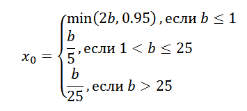 Запись формул начальных приближений при вычисления корня 5-й степени