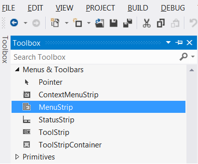 Выбор menuStrip в Toolbox